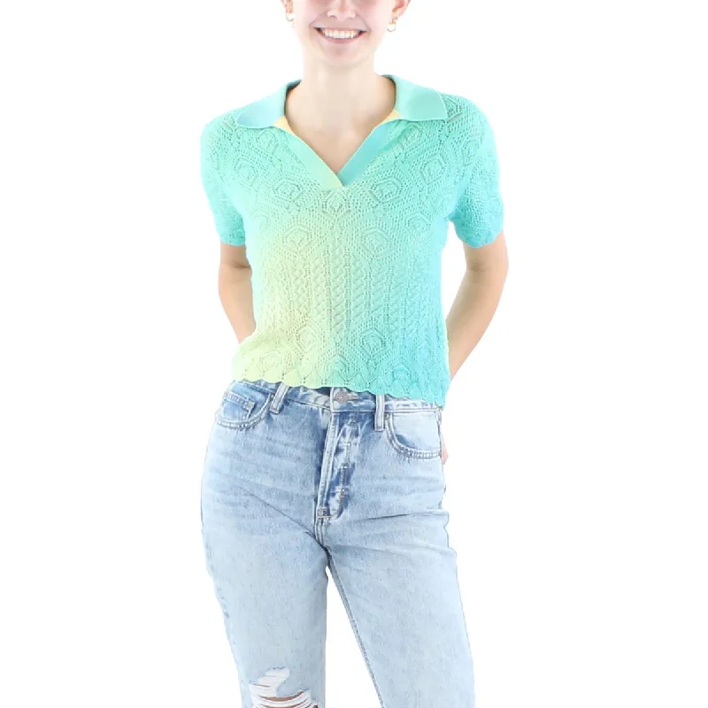 Jonathan Simkhai Womens Ombre Crochet Pullover Top