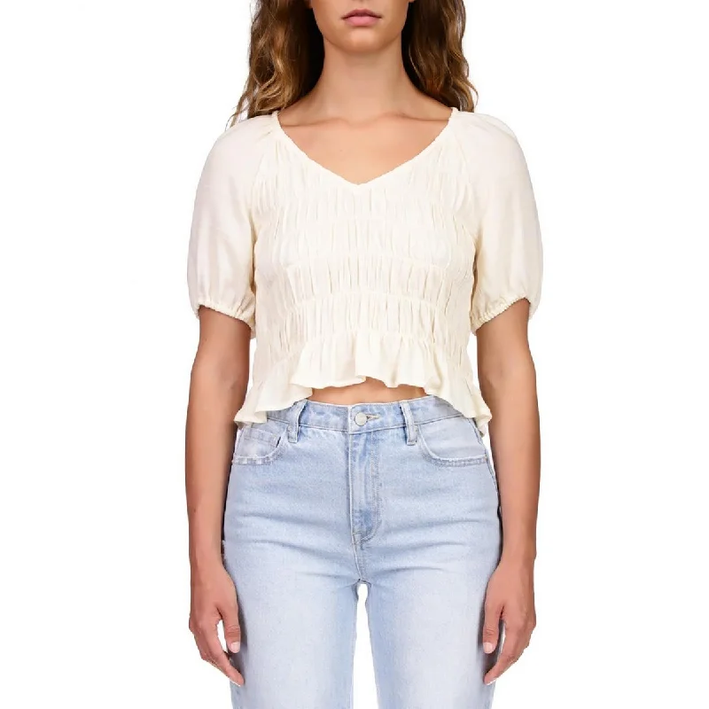 Sanctuary Womens V Neck Crop Pullover Top