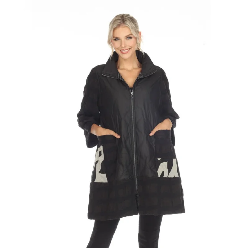 Moonlight Quilted Zip-Front Animal-Print Pocket Coat - 3792 - Size XL Only!