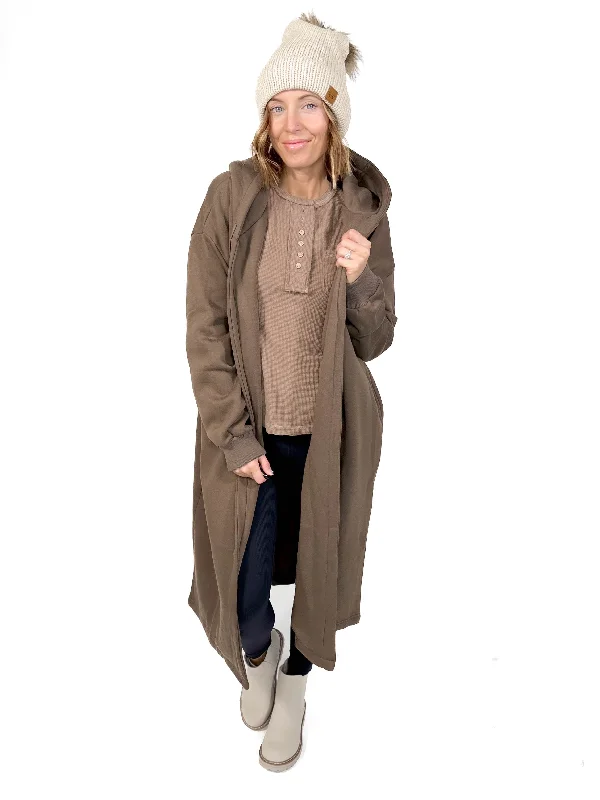 Gilbert Hooded Coatigan- BROWN