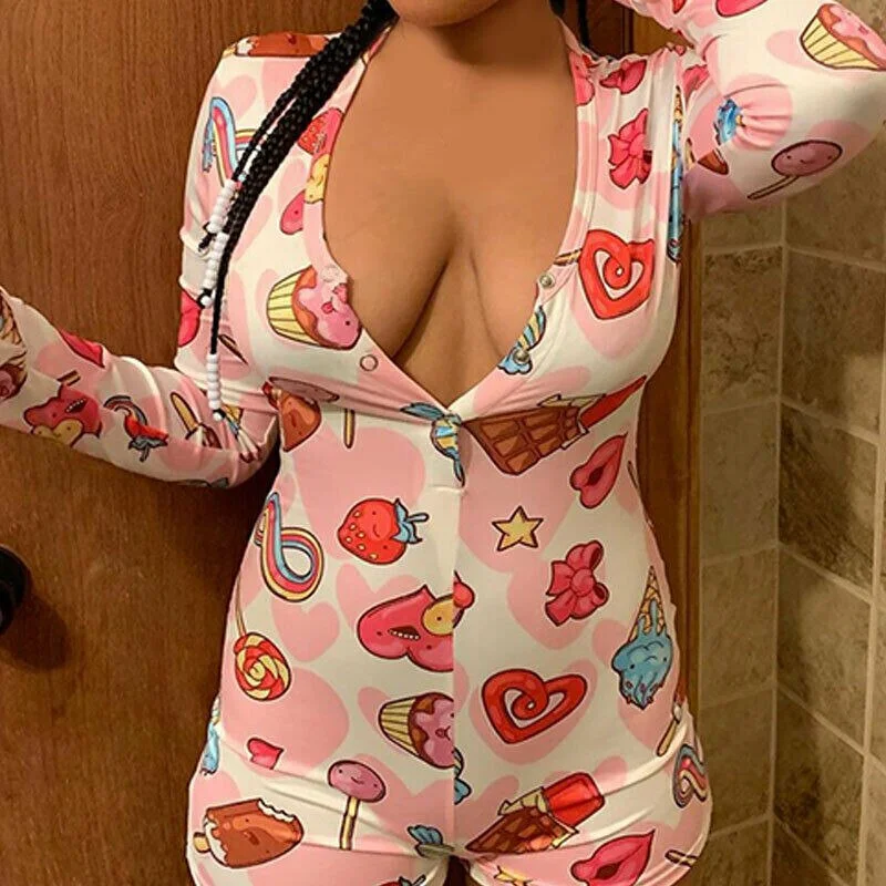 Sexy Women Bodysuit Long Sleeve Deep V Neck Bodycon Stretch Leotard